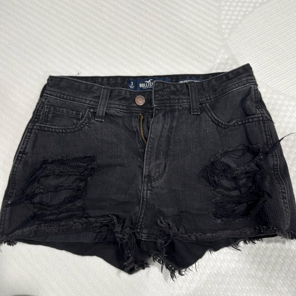 Hollister black denim shorts